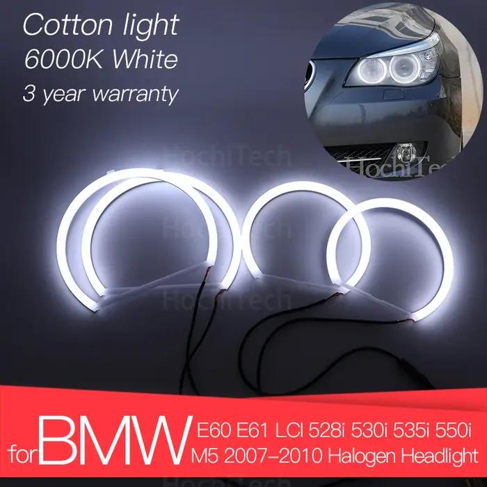 Kit LED Angel Eyes avec anneau blanc en coton, lumière de sauna à courbure, haute qualité, BMW E60 E