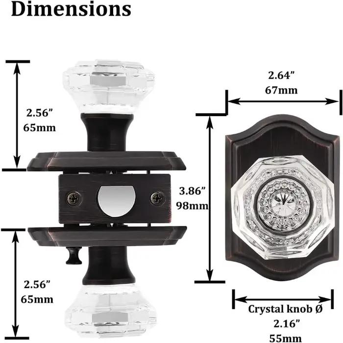 Paquet de 5 boutons de porte en verre diamant octogonal transparent avec serrure à l'intérieur, serr