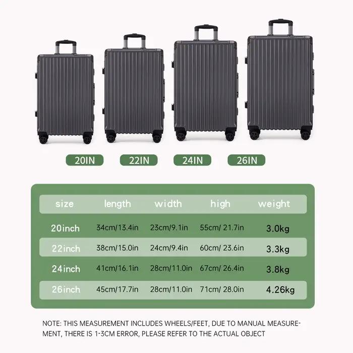 Valise à roulettes 20 24 26 28 pouces avec cadre en aluminium, valise de voyage USB à roulettes, ser