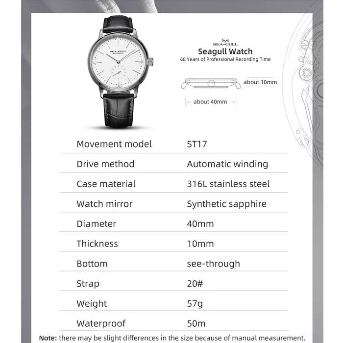 Seagull nouvelle montre d'affaires montres mécaniques pour hommes 50 m étanche en cuir Valentine mon