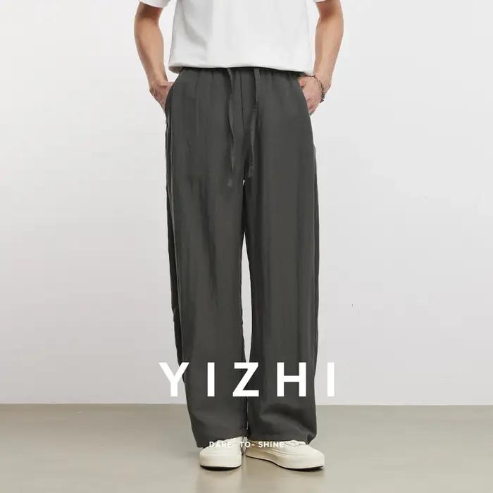 Pantalon large en lin et lyocell pour homme, style scimitar, nouvelle collection printemps-automne 2