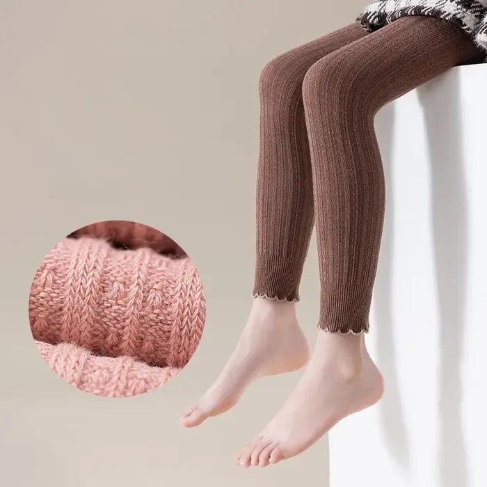 Leggings moulants extensibles en coton pour bébés filles de 0 à 12 ans, pantalons côtelés à volants