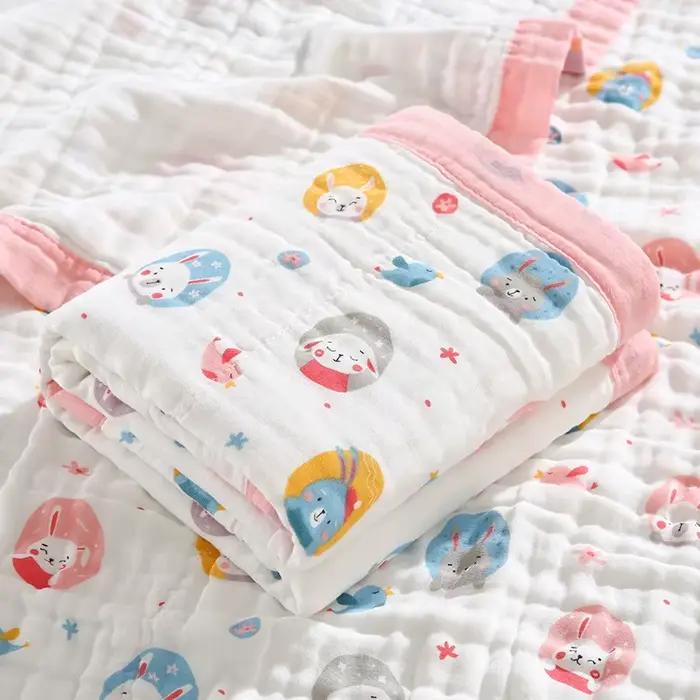 Couvertures pour bébé 6 couches 100% gaze de coton, enveloppe respirante pour bébé, douce et absorba