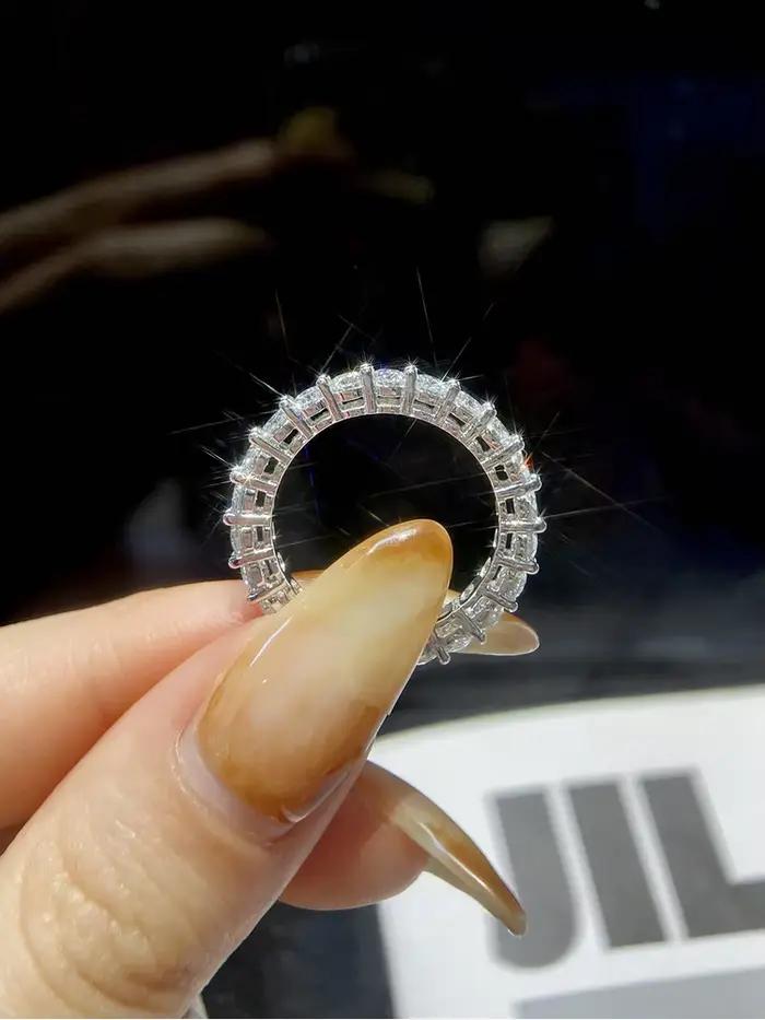 Bague classique en argent Sterling 925 pour femmes, bague simple en Zircon à une rangée, fiançailles