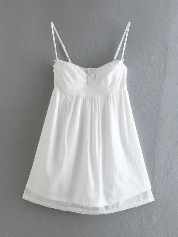 Mini Robe Sexy en dentelle brodée épissée blanche, soutien-gorge, style Corset, dos nu, patineuse de