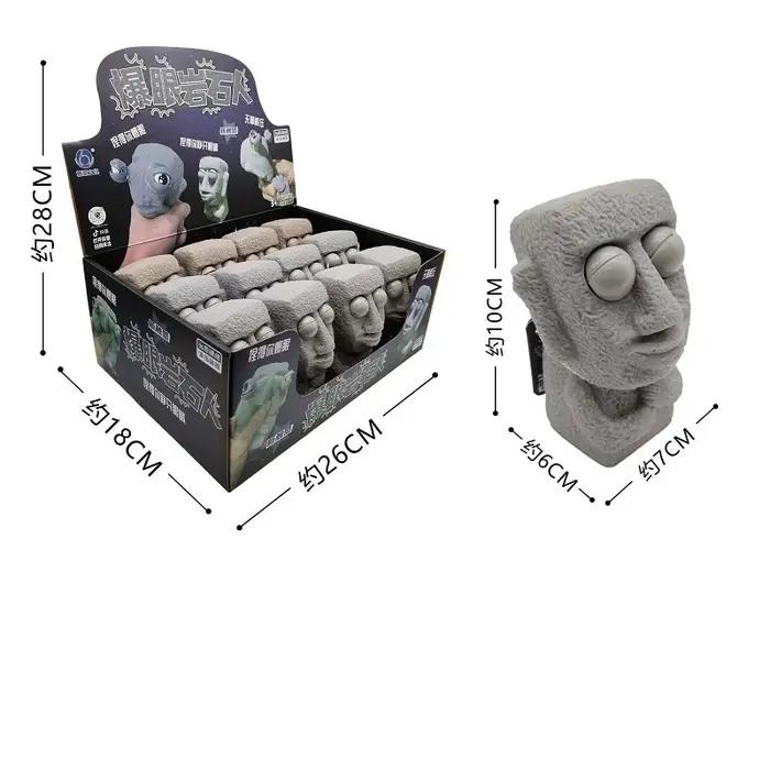 Statue Moai douce Stone Man pour enfants, libère un jouet anti-stress, rebondit lentement, yeux pres