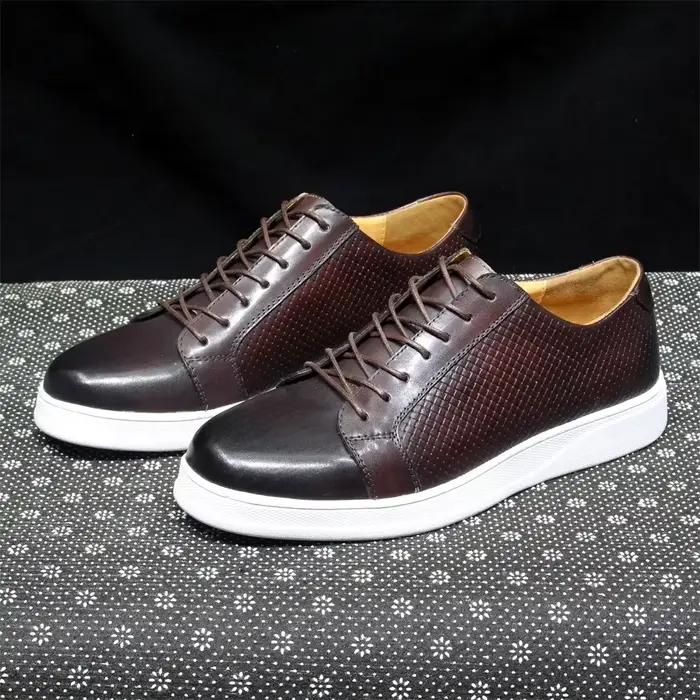 Derby classique pour hommes chaussures décontractées vache en cuir véritable à lacets confortable co