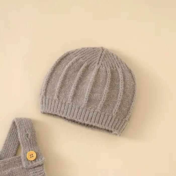 Barboteuse avec chapeau pour bébé garçon et fille, combinaison à bretelles, ensemble de tenues à la