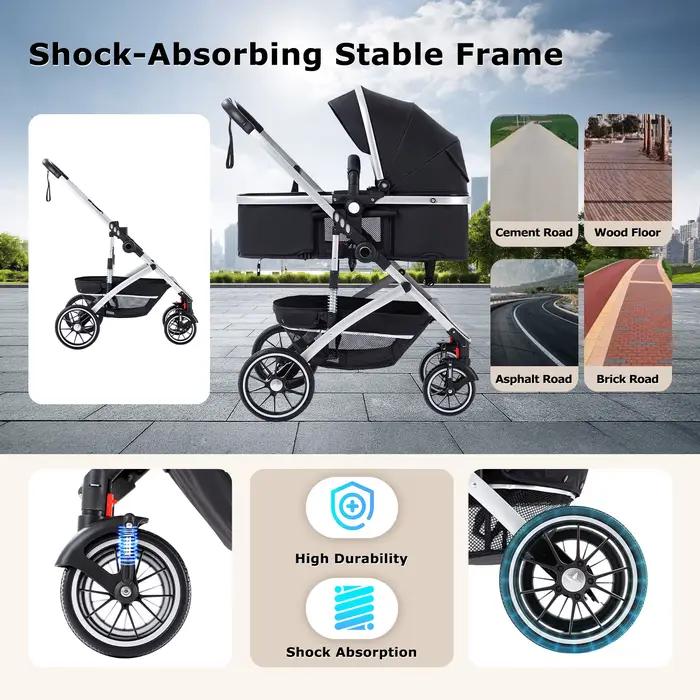 3 en 1 bébé poussette système de voyage poussette landau pour bébé avec siège auto haute paysage mul