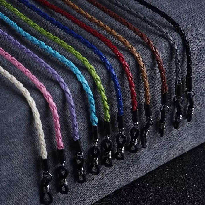 Lunettes en cuir pour hommes et femmes, 1 pièce, chaîne en corde tissée, à lacets, pour Sports de pl