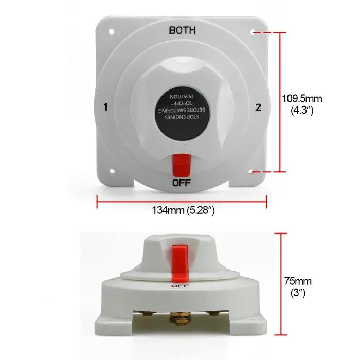 1 Off 2 – interrupteur de batterie de bateau marin, Distribution blanche, sélecteur de batterie doub