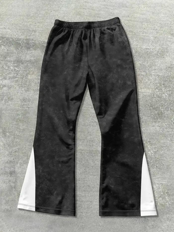 Pantalon évasé Y2k pour hommes, ample, imprimé en 3D, survêtement décontracté, taille moyenne, vêtem