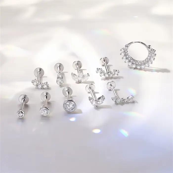Aide Moissanite diamant boucles d'oreilles pour femmes original 925 en argent Sterling vis arrière f