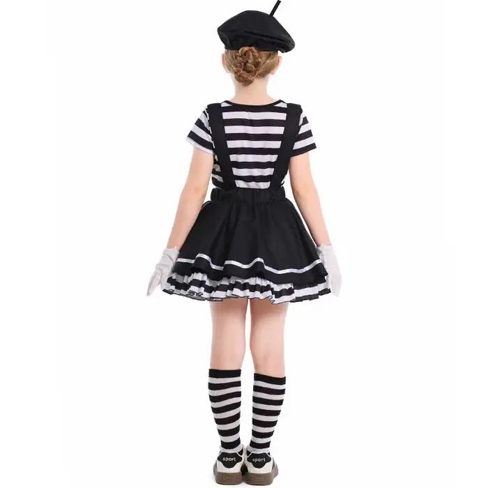 Costume de clown mime pour filles, tenue amusante pour spectacles, festivals, célébrations et théâtr