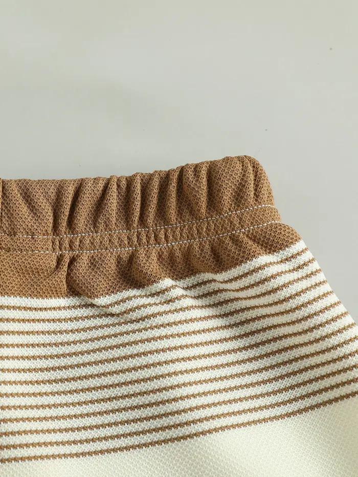 Ensemble deux pièces pour enfants, T-Shirt et Short courts à rayures régulières, ours en peluche, Sp
