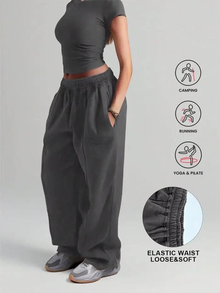 Grande taille nouvelle mode femme Fitness pantalons de survêtement jambe large droite dames décontra