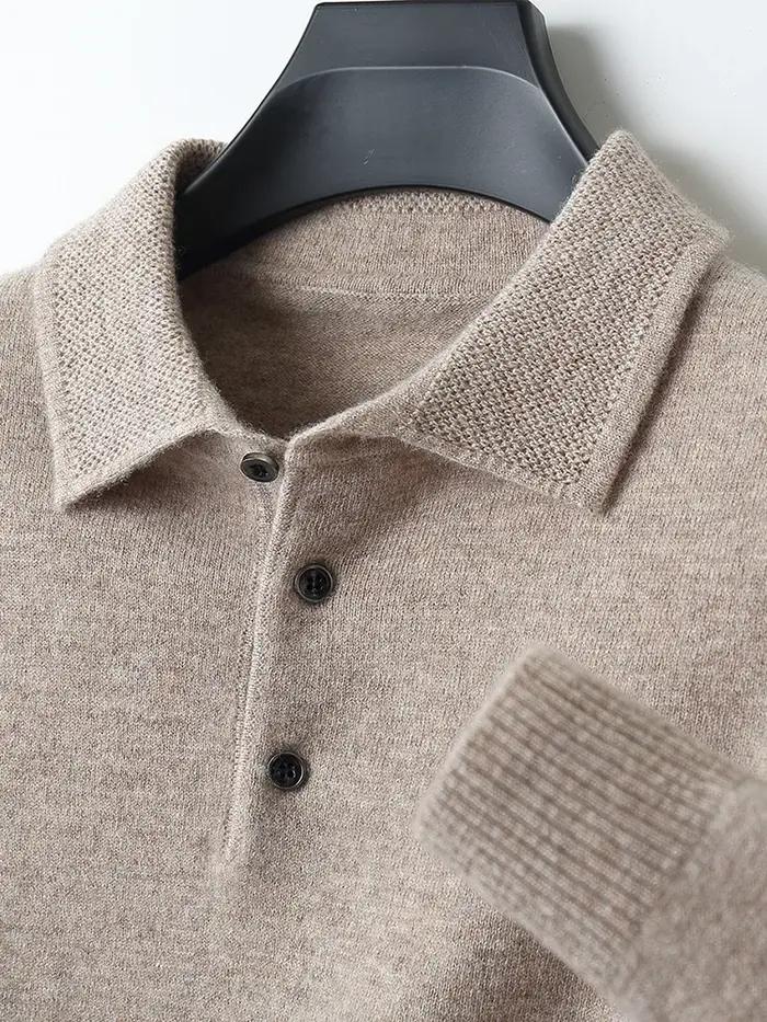 Mode automne hiver nouveau pull en cachemire hommes 100% laine mérinos pull décontracté ample POLO t