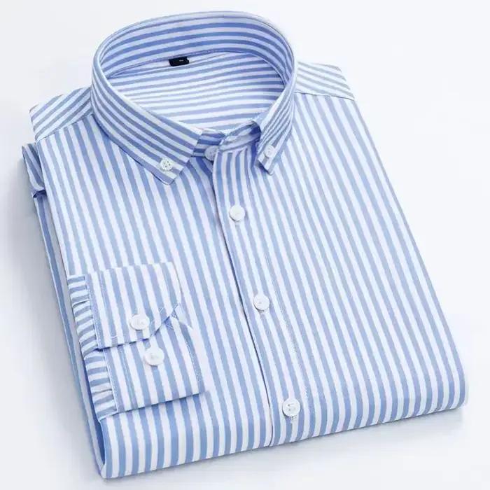 Chemise rayée à manches longues pour hommes, chemises d'affaires décontractées, coupe couvertes, san