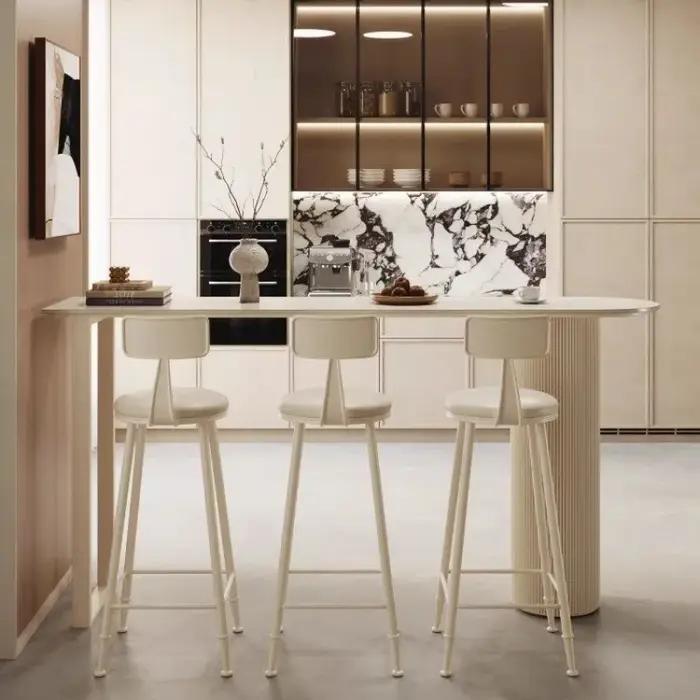 Table De Bar étroite en marbre blanc, minimaliste, Design carré sur pied, Table à manger, Partion Mu