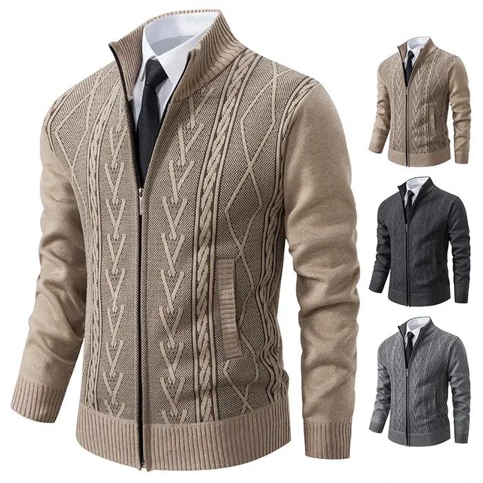 Manteau pull tricoté en cachemire rembourré pour homme, chaud et décontracté, nouvelle collection au