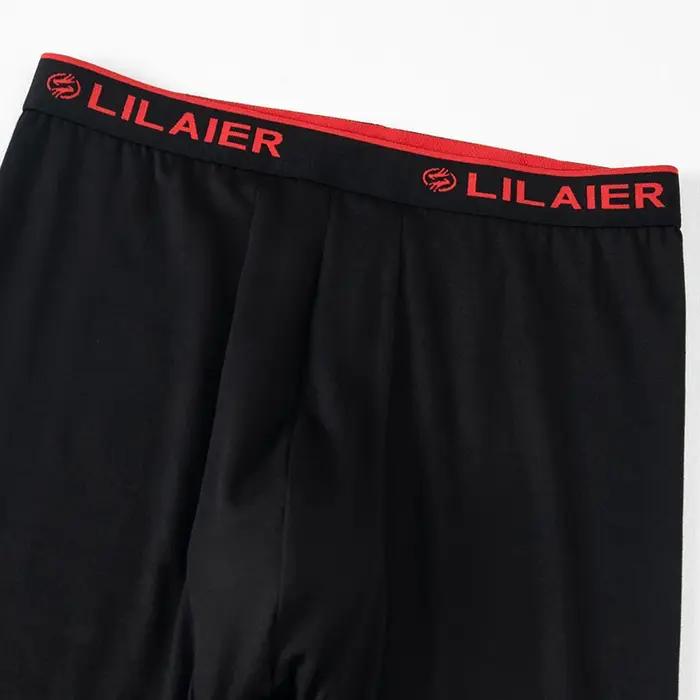 Ensemble de sous-vêtements thermiques de sport imprimés pour hommes, 2 pièces, couleur unie, col ron