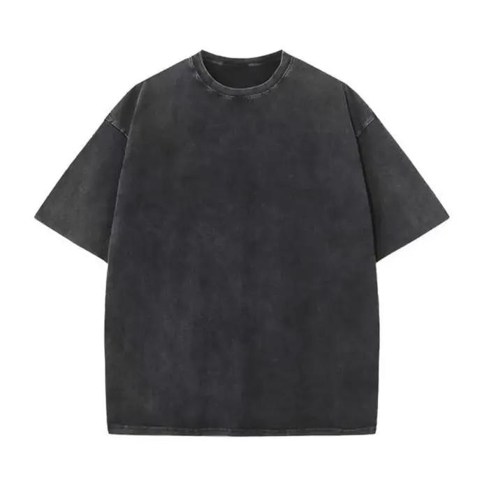 T-shirt rétro en coton pour hommes et femmes, manches à épaules tombantes, t-shirts vintage à manche