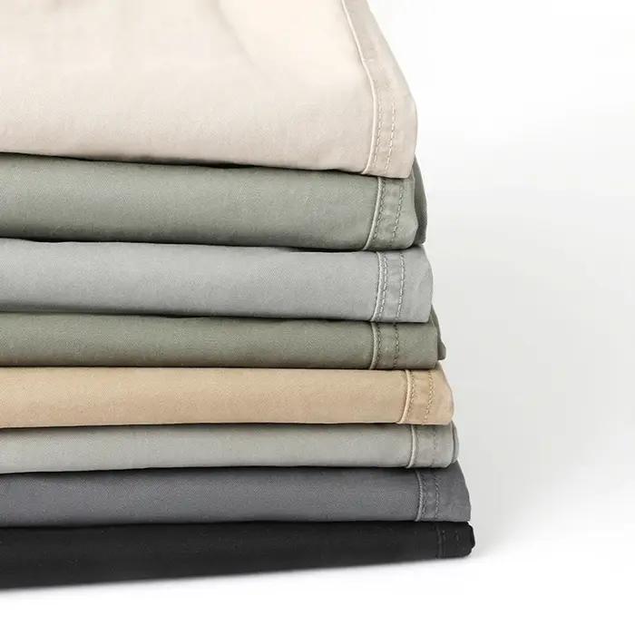 Pantalon décontracté pour homme en coton respirant, couleur unie gris kaki, idéal pour le printemps