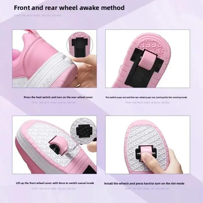 Chaussures de patins à roulettes de Sport pour enfants à deux roues en cuir ultra-léger pour enfants