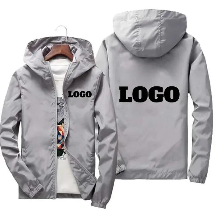 Veste imperméable avec logo de marque personnalisé pour hommes, coupe-vent chaud, vêtements décontra