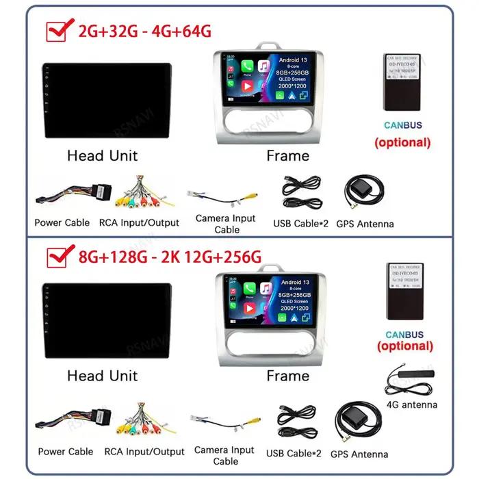 Android 15 pour Ford Focus 2 3 Mk2 Mk3 2004 2005 2006 2007 - 2011 autoradio Navigation lecteur multi
