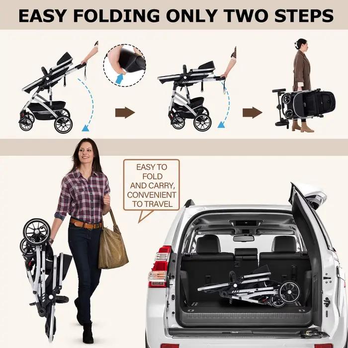 3 en 1 bébé poussette système de voyage poussette landau pour bébé avec siège auto haute paysage mul