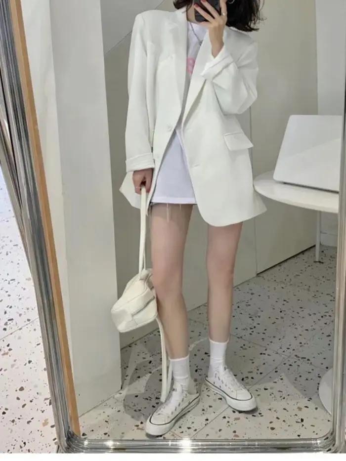 Nouvelle veste de costume unie pour femme, printemps-été, style coréen, décontractée et confortable,