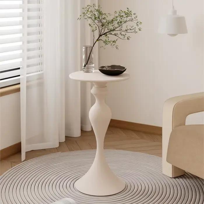 Table d'appoint ronde pour canapé, style crème, étagères en fer, petite table basse, mini chevet, cé