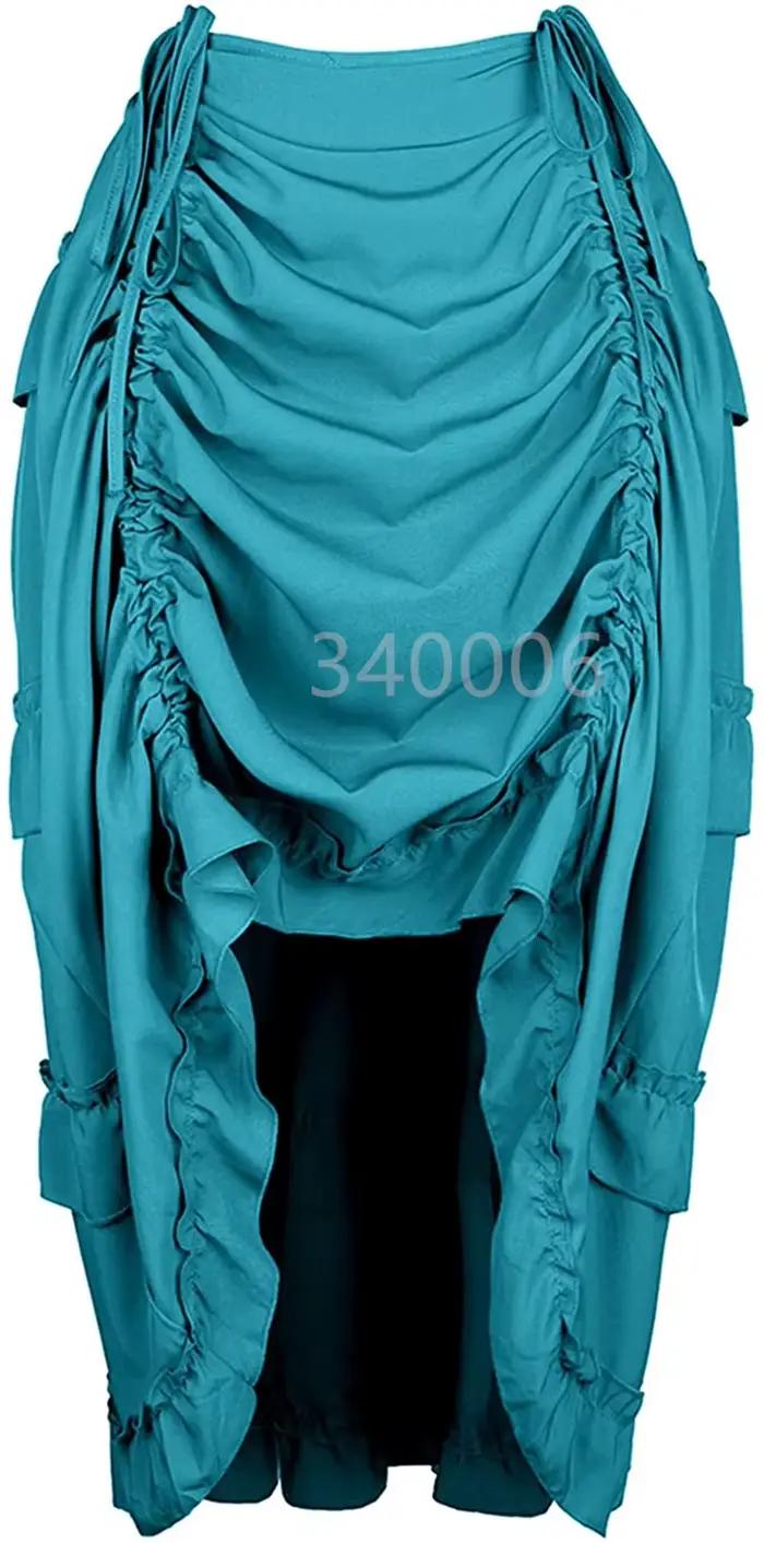 Steampunk femmes jupes gothique irrégulière froncée plissée fête Maxi jupe longue haute basse Costumes Punk Sexy Corset