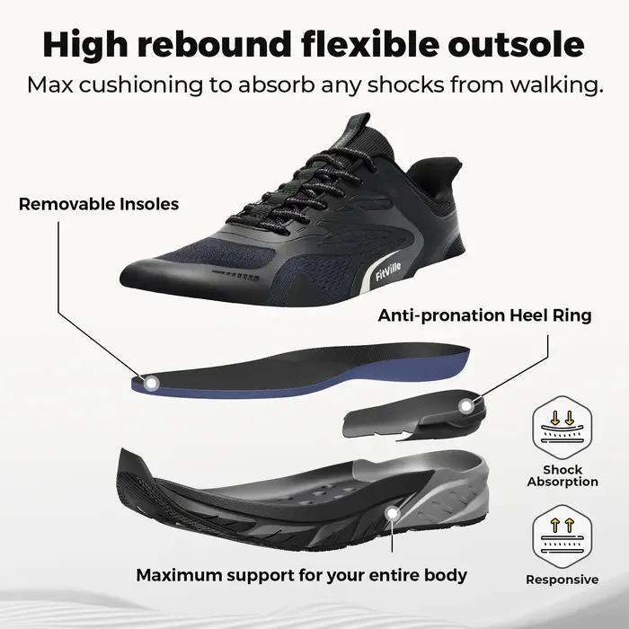 Chaussures de marche Fittington pour hommes, largeur large, antidérapantes, coussinées, souples, res