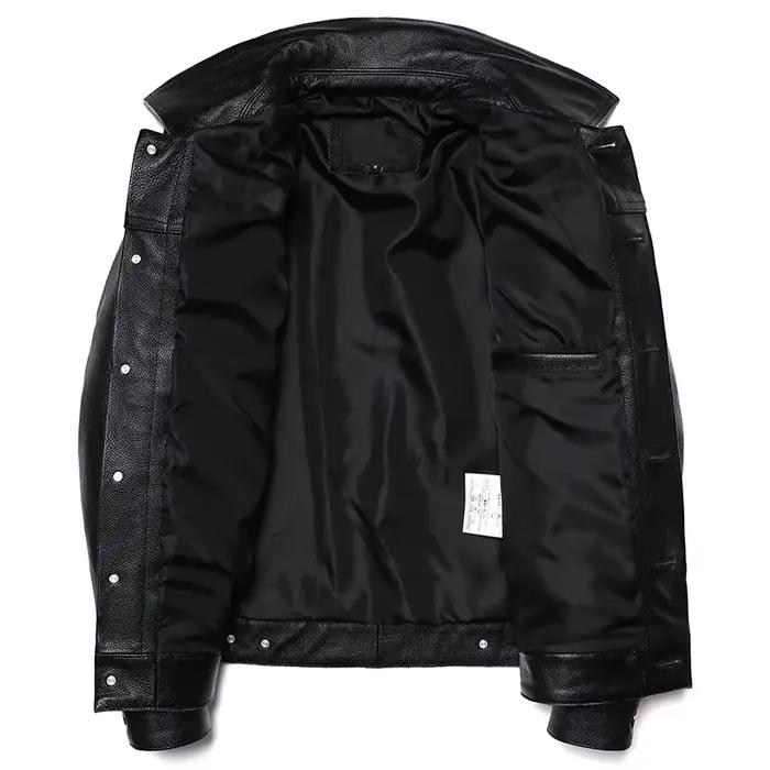 Nouvelle Veste en Cuir Véritable de Cowboy 2025 pour Homme – Manteau Court Slim en Cuir de Vachette
