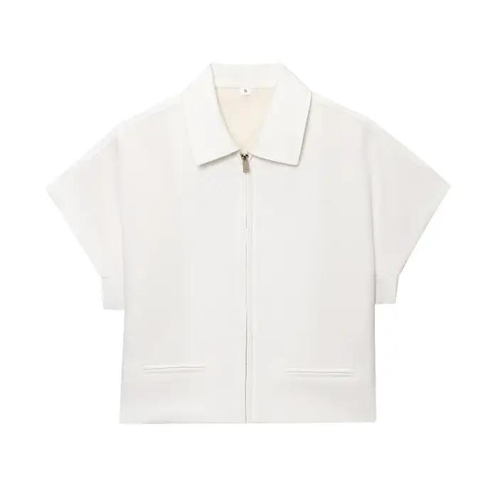 MUJER Veste courte femme manches courtes vestes universitaire pour femme été fermeture éclair nouvea