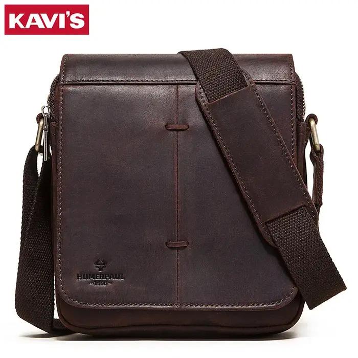 Sac messager en cuir Crazy Horse pour hommes, sac à bandoulière à rabat de grande capacité, sac à ba