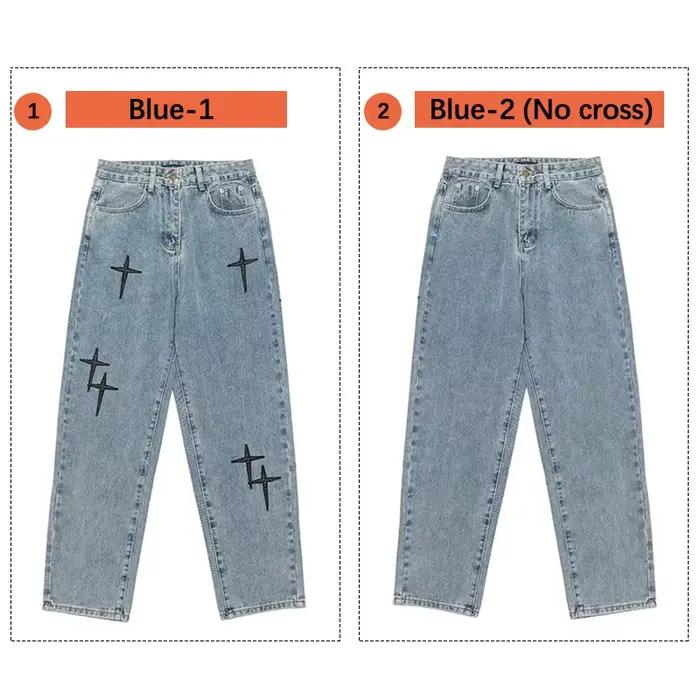 Jean imprimé pour hommes, Streetwear, Baggy, jambes larges, mode coréenne, drapé, droit, décontracté