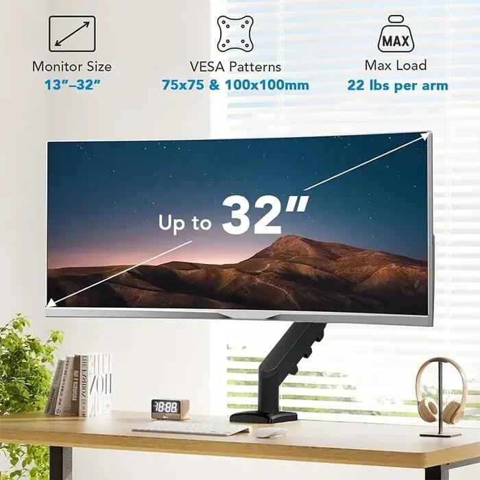 Nouveau support de moniteur d'ordinateur à bras simple/double pour disposition horizontale verticale