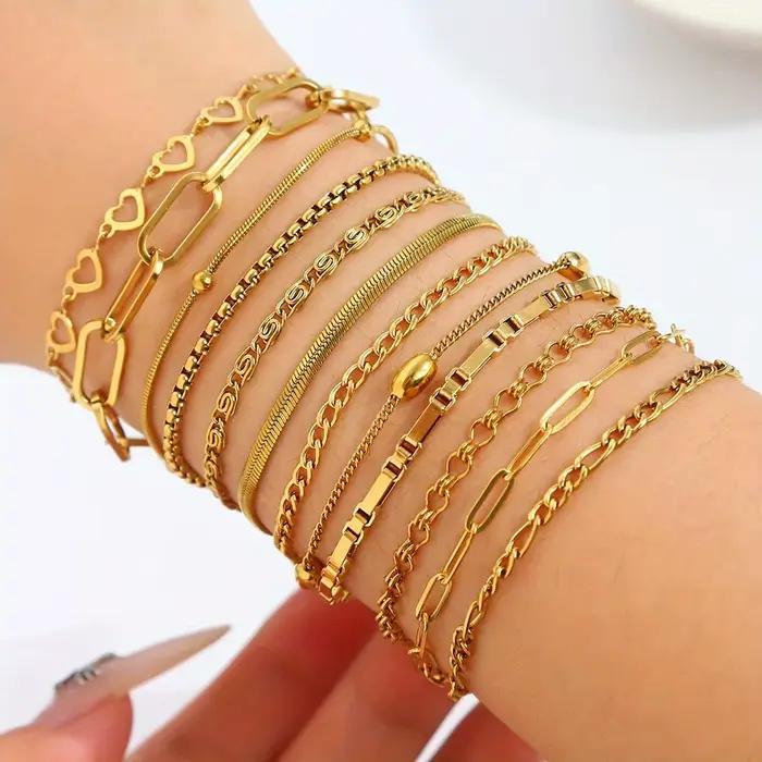 Ensemble de bracelets en acier inoxydable pour femmes, ensemble de bijoux élégant pour femmes, adapt