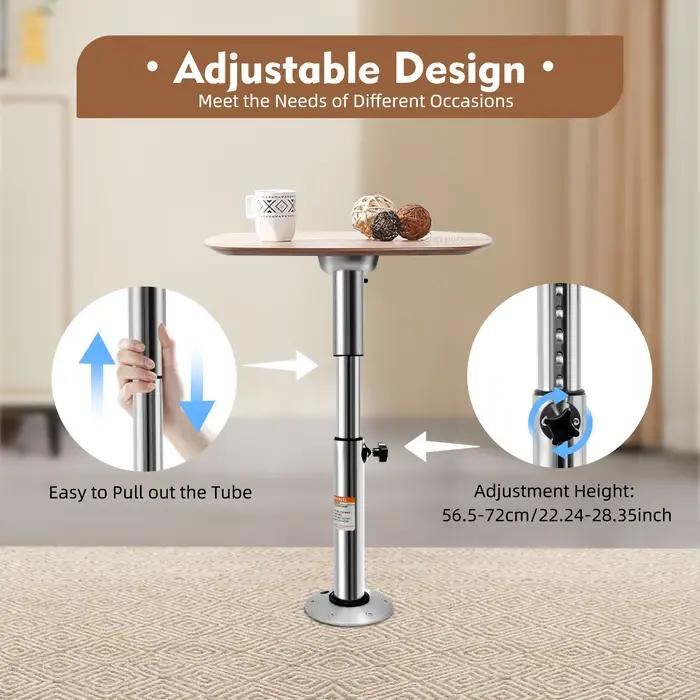 Piédestal de table réglable en aluminium, support pour bateau marin, caravane, Hurhome, 565mm-720mm,