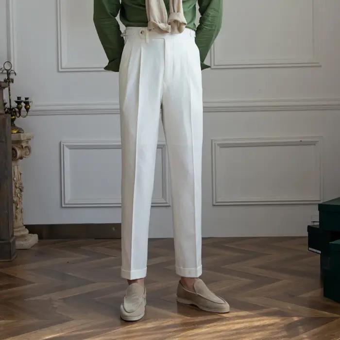Deer Sanxian-Pantalon d'Été Décontracté pour Homme, Vêtement d'Affaires en Gaze à Bulles, Taille Hau