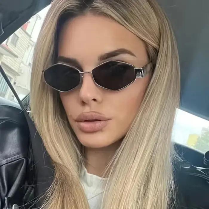 Mode polygonale femmes lunettes de soleil 2025 Vintage marque losange dames lunettes de soleil nuanc