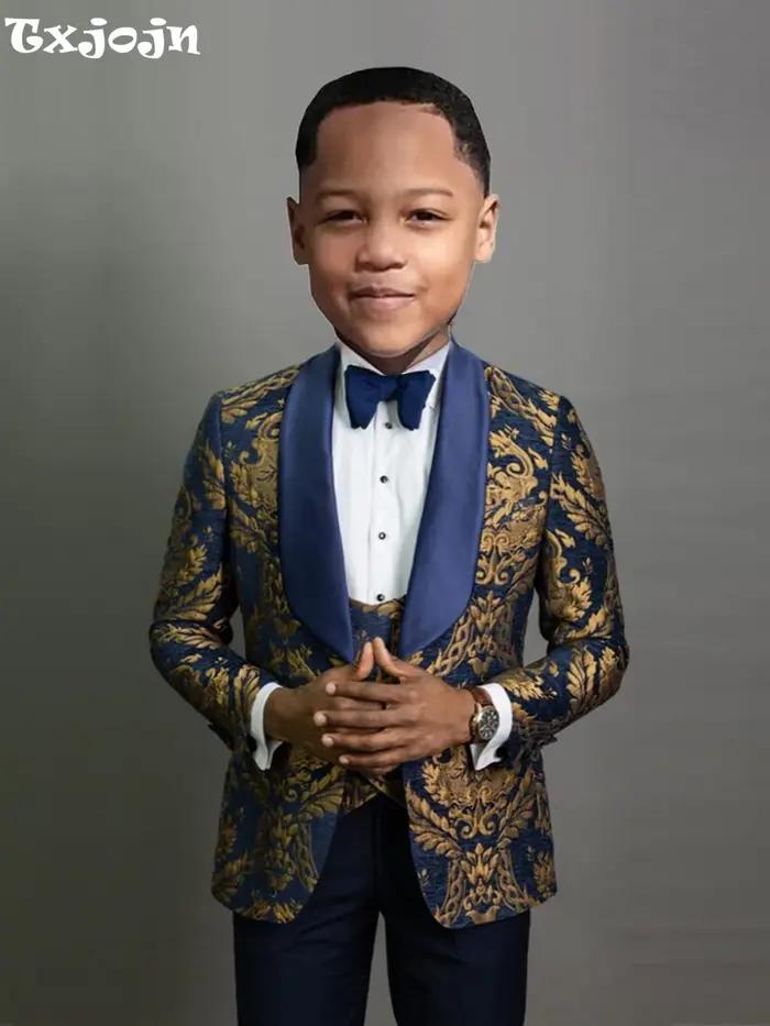Txjojn 4 pièces ensemble de costume habillé coupe ajustée pour Occasion formelle beaux garçons ensem