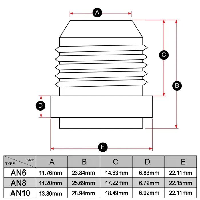 Adaptateur de raccord de soudure mâle droit en aluminium AN6 AN8 AN10, raccord de tuyau nitreux pour