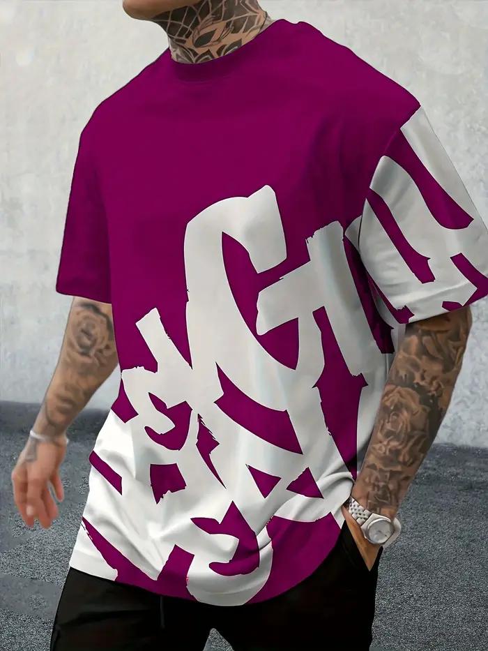 T-shirt col rond confortable et respirant avec lettres personnalisées imprimées, haut d'extérieur de