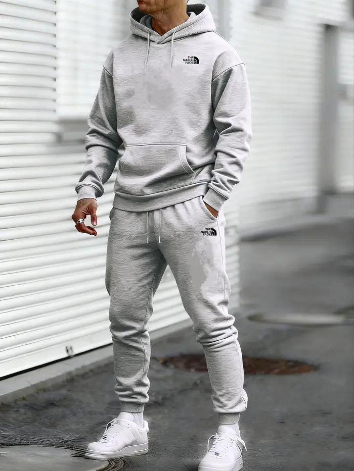 Ensemble décontracté deux pièces pour homme, automne et hiver, sweat-shirt à capuche et pantalon ave
