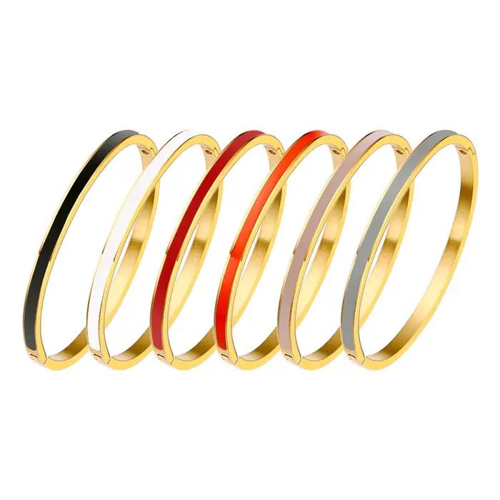 Bracelets de luxe en émail Orange coloré pour femmes, cadeau de fête, à la mode, bijoux originaux en