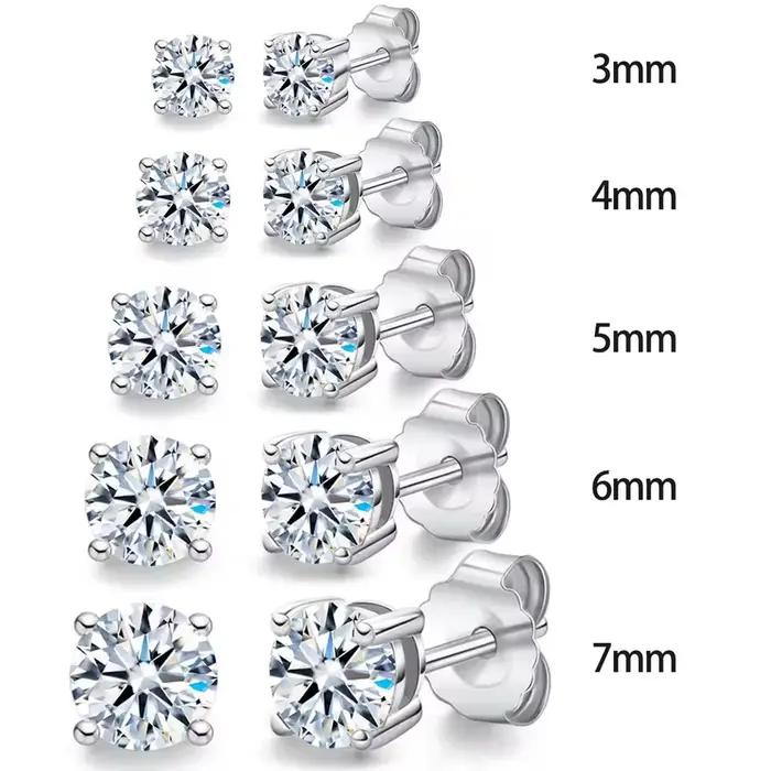 Boucles d'oreilles en diamant Moissanite pour femmes, Test réel 0.1-3CT, plaqué argent platine S925,